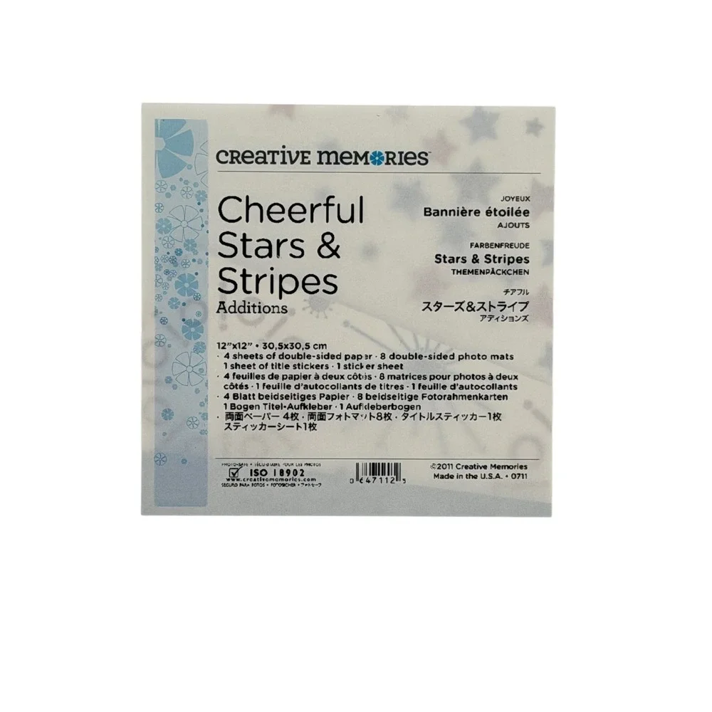 Creative Memories Cheerful Summer Stars & Stripes 12x12 Scrapbook Paper‎ Lot 2pk
